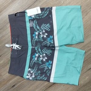 BRAND NEW, Men's Gray & Teal Floral Board Shorts